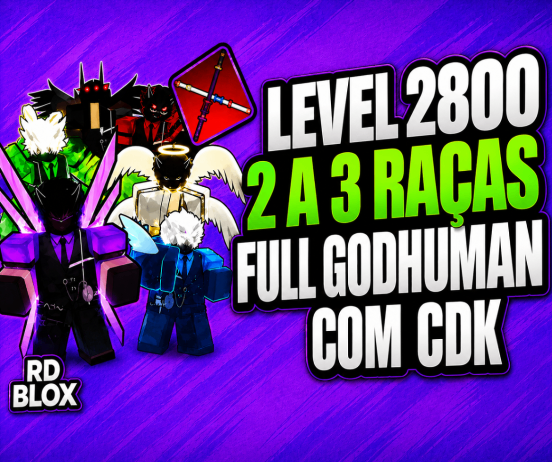 ⭐  LV2800 + 2 A 3 RAÇAS V4  FULL GEAR ALEATORIA + CDK (CONTAS BLOX FRUITS)