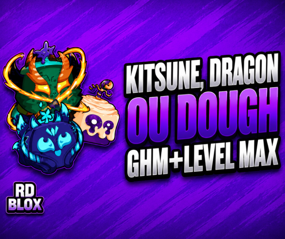 ⭐ LVL 2800 COM 1 GARANTIDA (DRAGON, KITSUNE,OU DOUGH ) (CONTAS BLOX FRUITS)