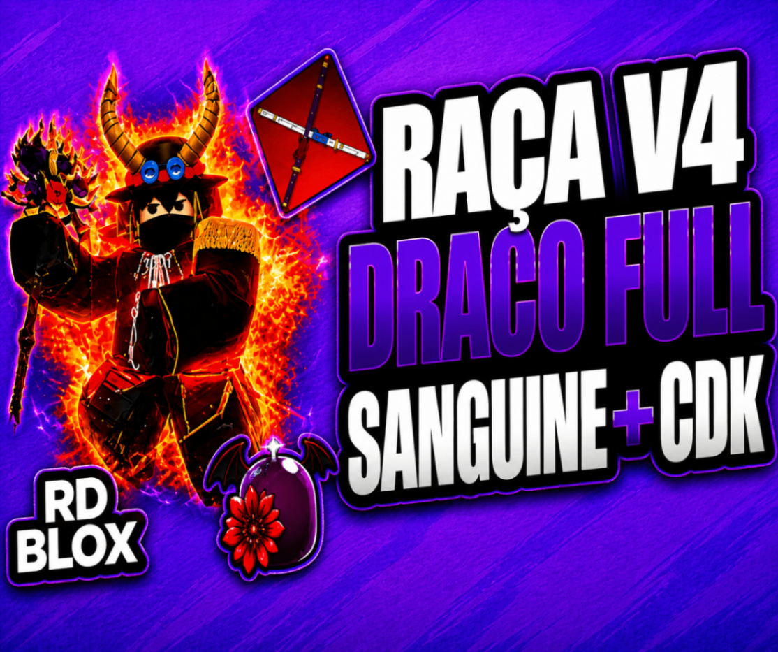 🧛🩸 LV2800 + V4 DRACO  FULL + GHM + CDK + SG + SANGUINE ART (CONTAS BLOX FRUITS)